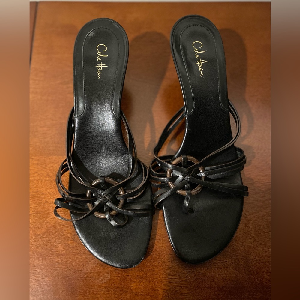 Cole Hann Black Kitten Heel Sandal